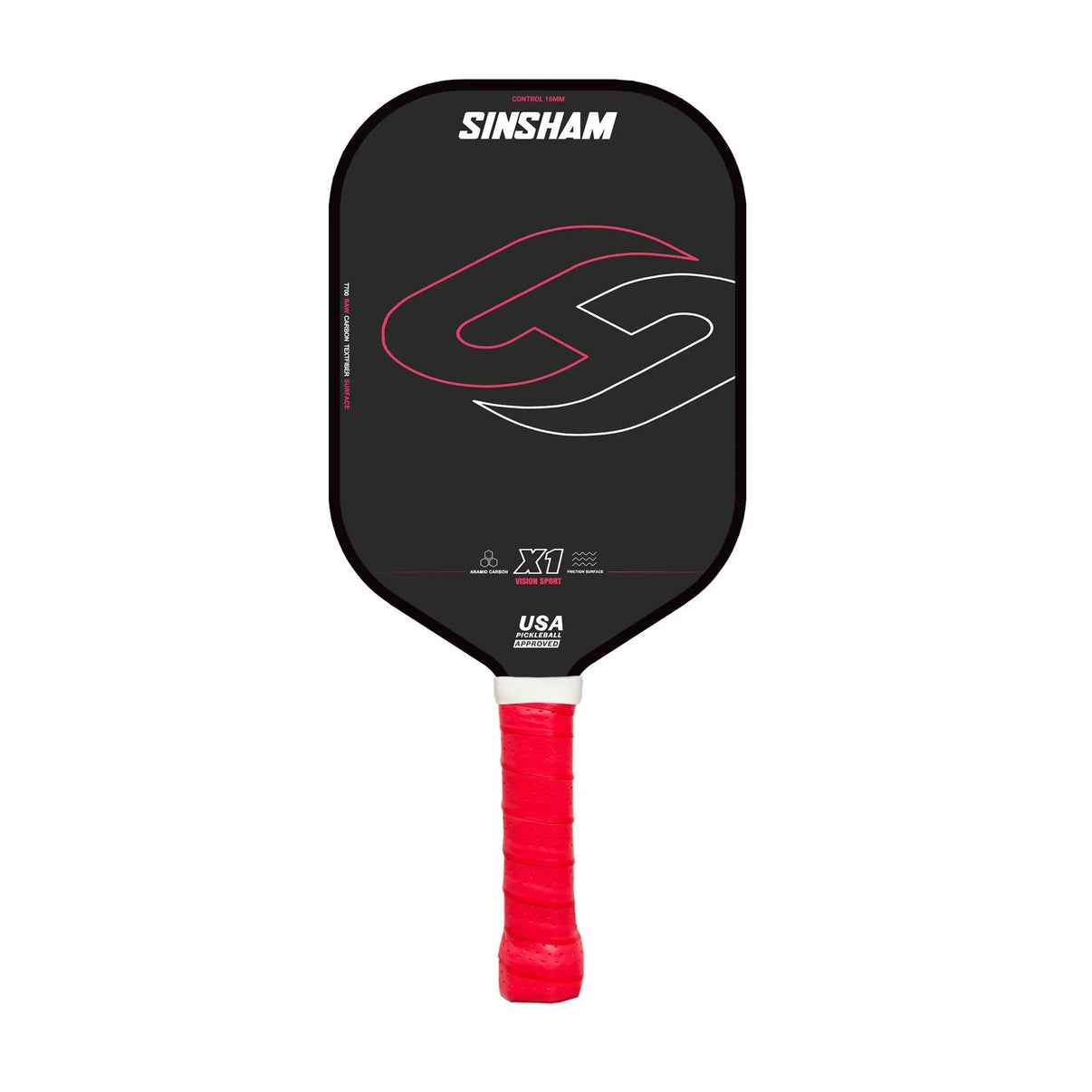 A-USPA-Certified-pickleball-paddle-with-red-grip-black-face