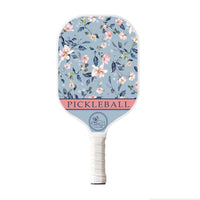 T700 Carbon Fiber Pickleball Paddle Showcasing Blue Flower Patterns – Sleek, Stylish Gear for Women Players