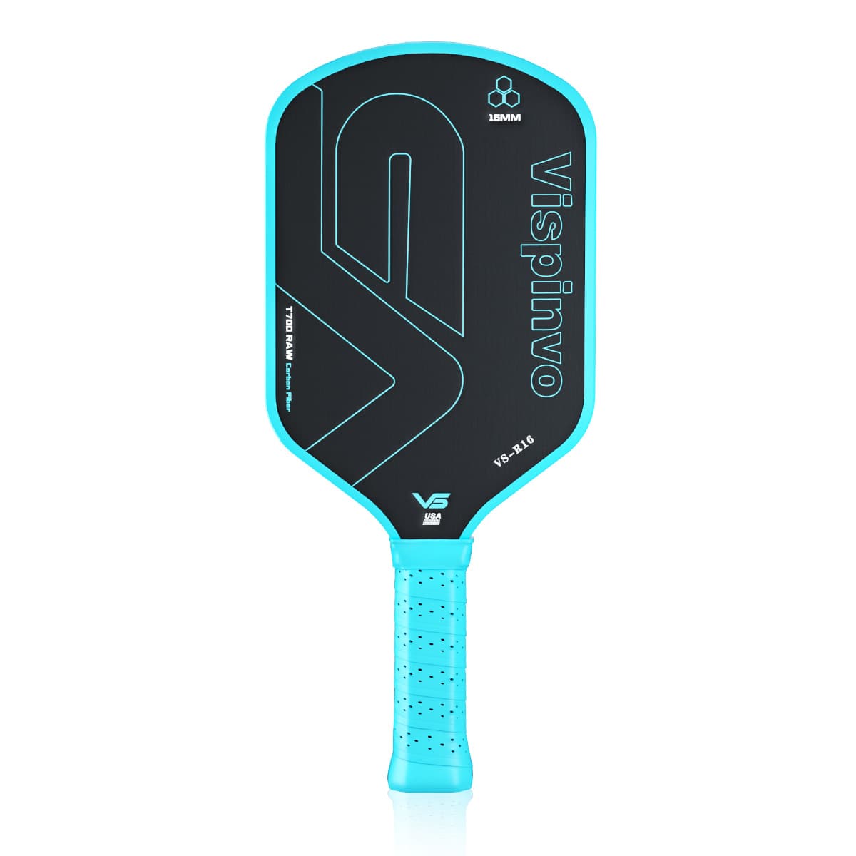 Front Perspective of Toray T700 Carbon Fiber Pickleball Paddle, 16mm Thick & USAPA Approved