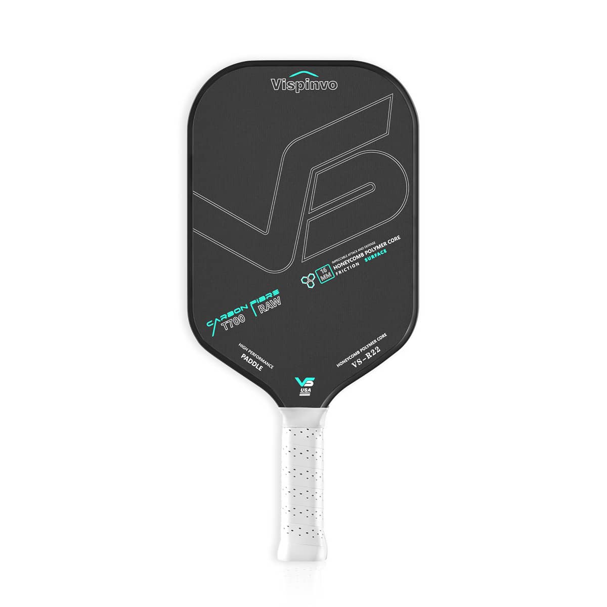 Frontal Detail of Heat - Formed Toray T700 Pickleball Paddle, 16mm Thick & USAPA Certified