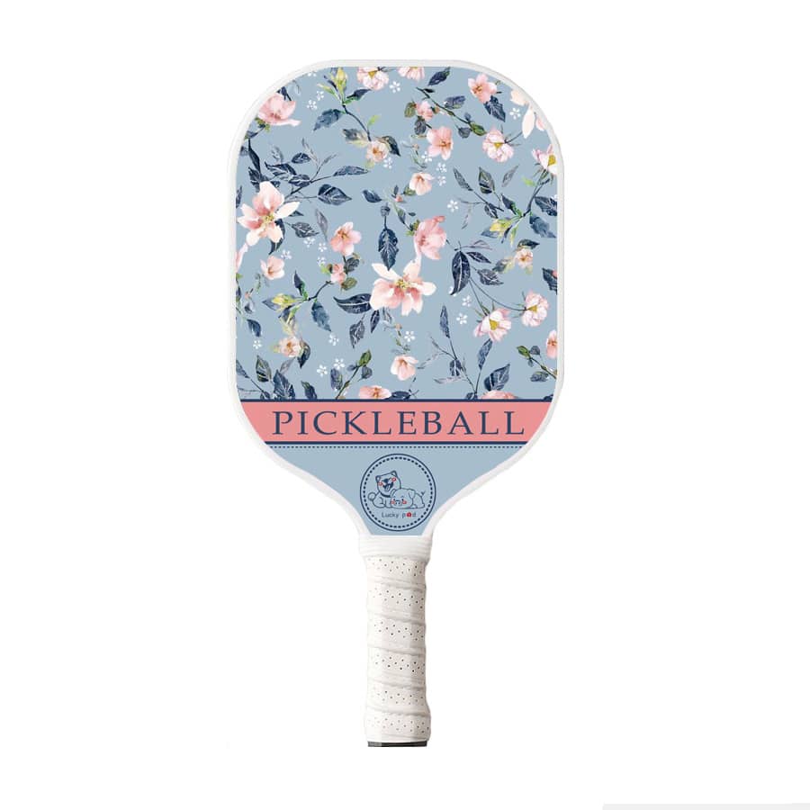 T700 Carbon Fiber Pickleball Paddle Showcasing Blue Flower Patterns – Sleek, Stylish Gear for Women Players